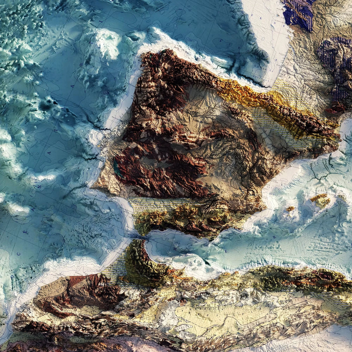 Carte Tectonique Internationale De L'Europe 1962 Shaded Relief Map