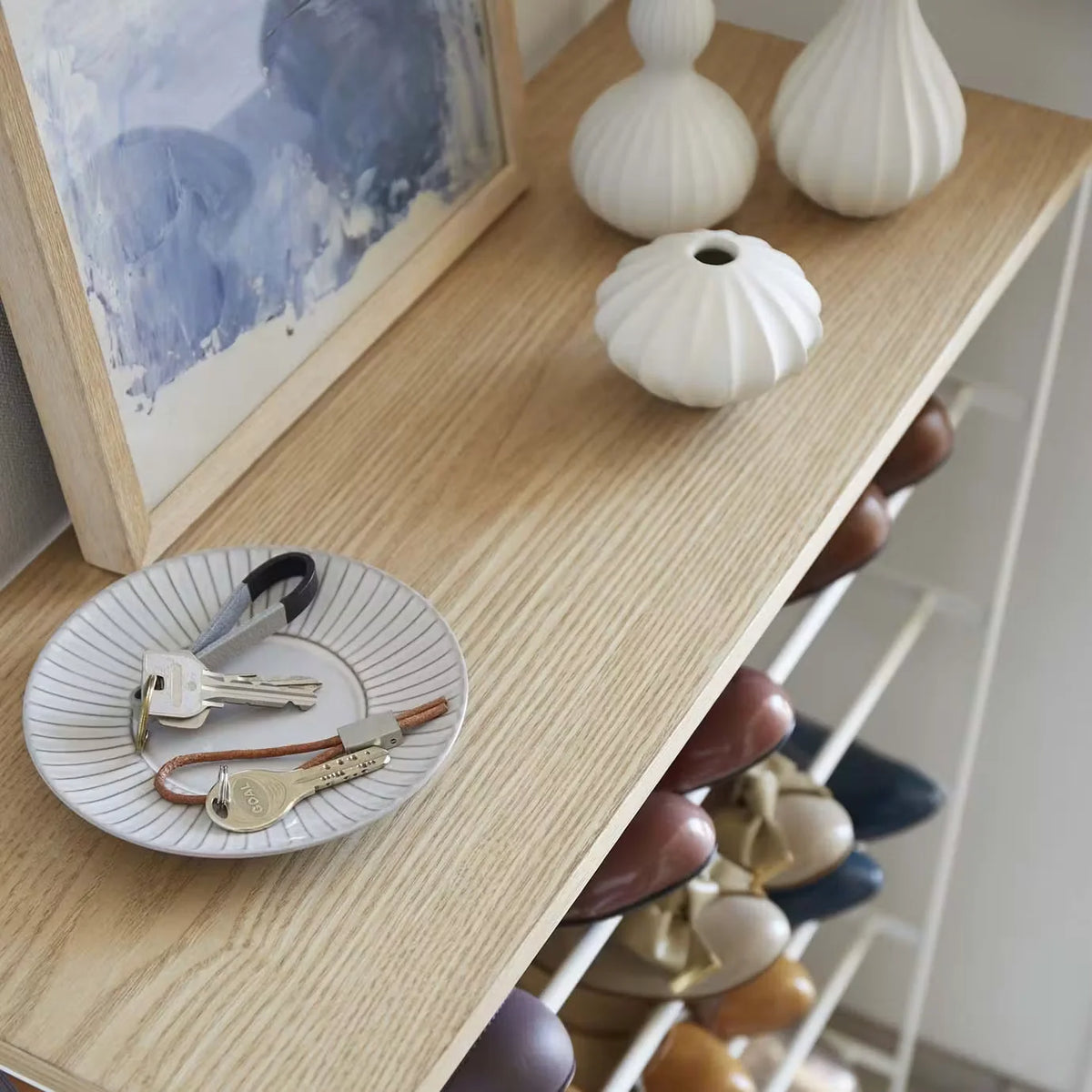 Wood Top Shoe Rack Tower - 6 Tier