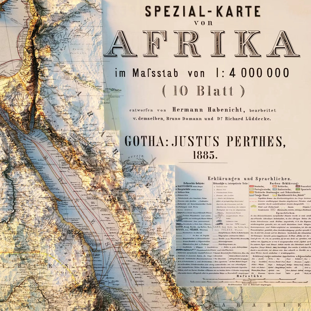 Africa 1885 Shaded Relief Map