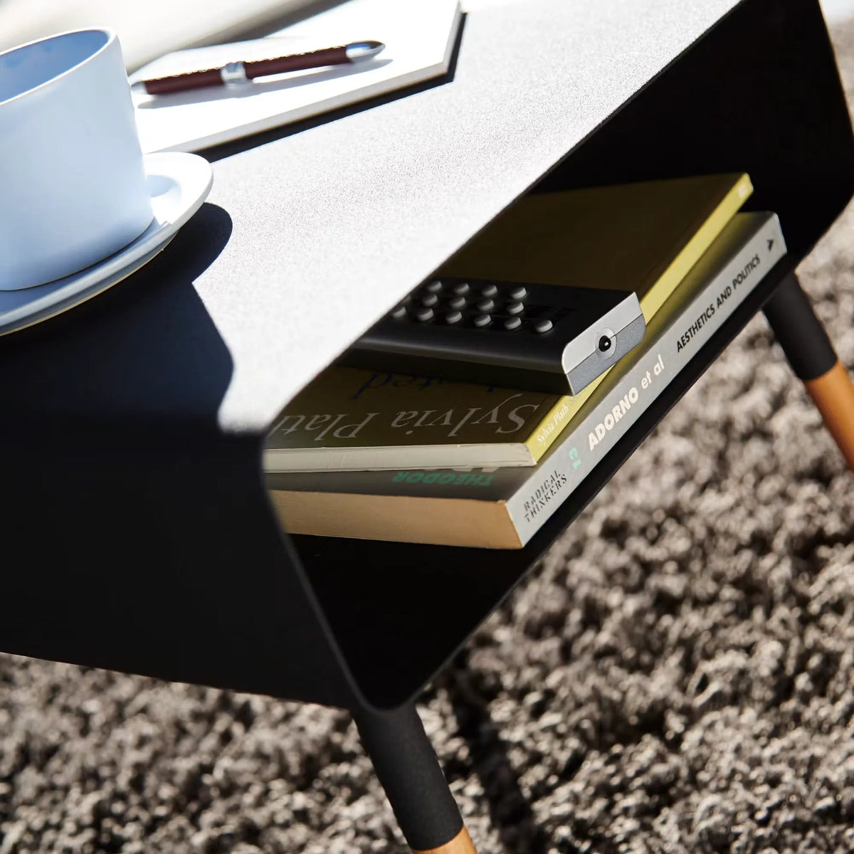 Plain Side Table with Storage Shelf