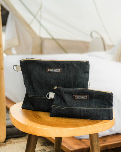 Neelum Large Zipper Pouch - Denim
