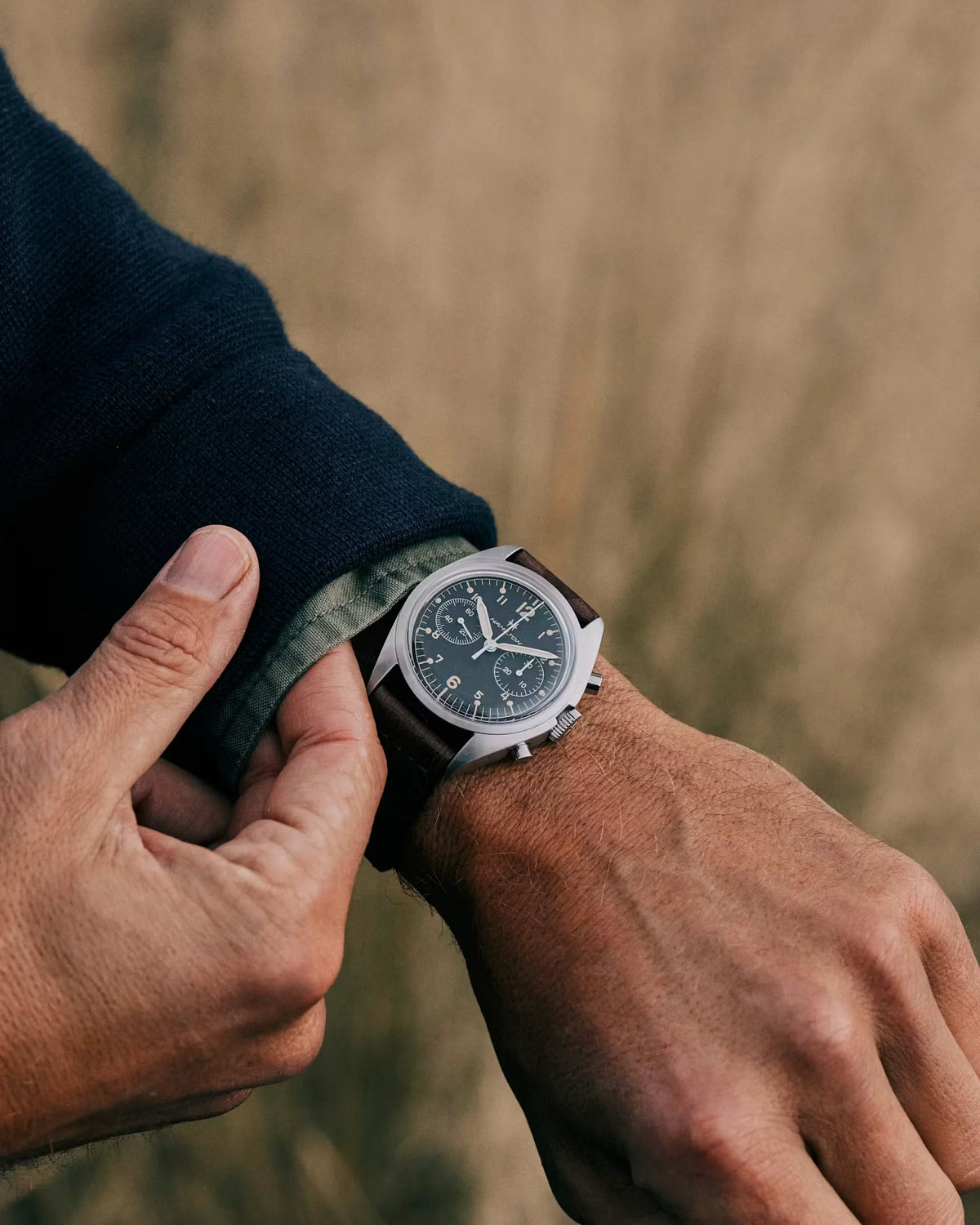 Khaki Aviation Pilot Pioneer Mechanical Chrono