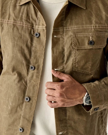 Flannel-Lined Waxed Trucker Jacket