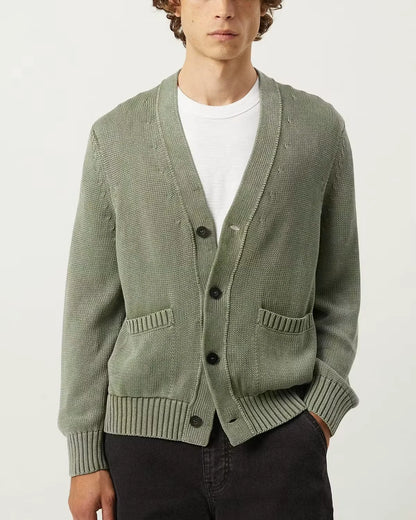 Washed Cotton Cardigan Sweater
