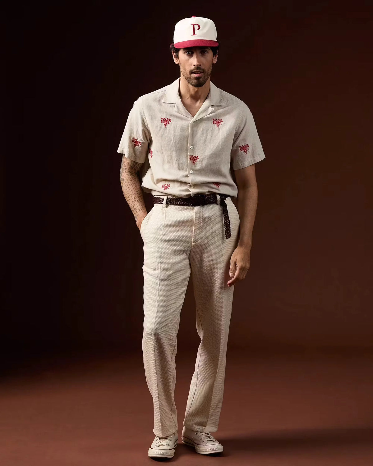 Embroidered Camp Collar Shirt