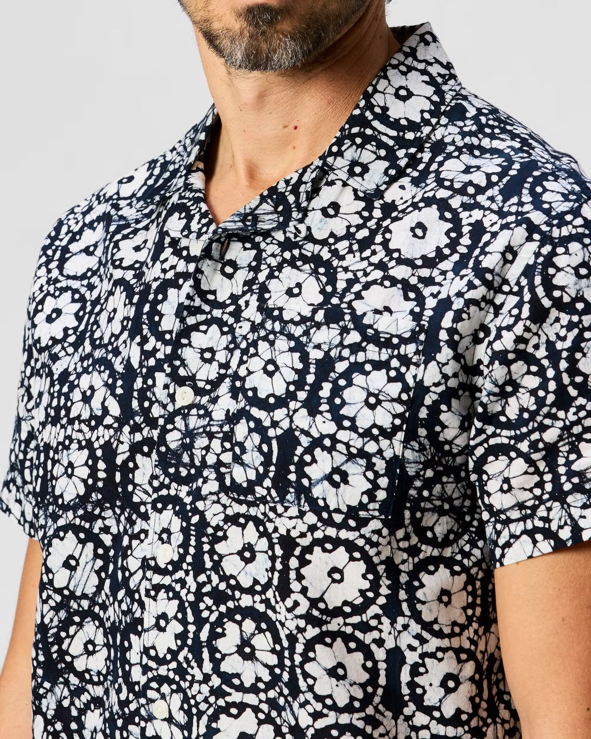 Block Print Camp Collar Shirt