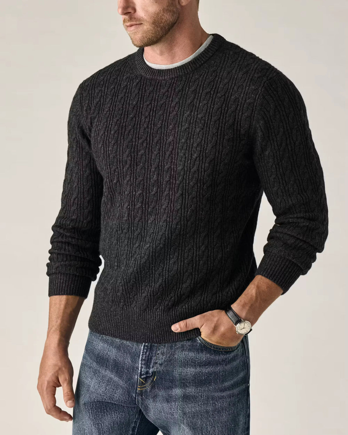 EasyCash Merino Cable Knit Sweater