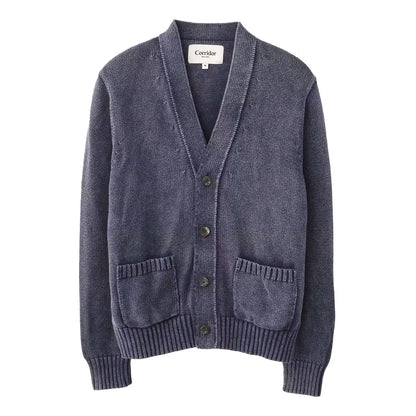 Washed Cotton Cardigan Sweater