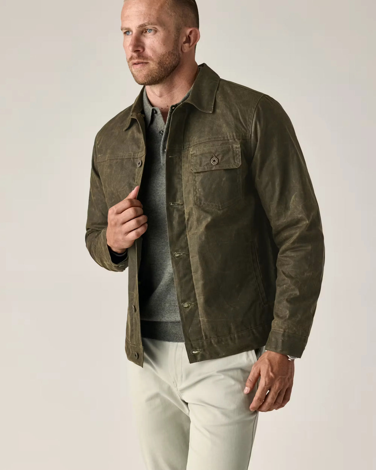 Flannel-Lined Waxed Trucker Jacket