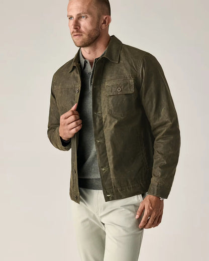 Flannel-Lined Waxed Trucker Jacket