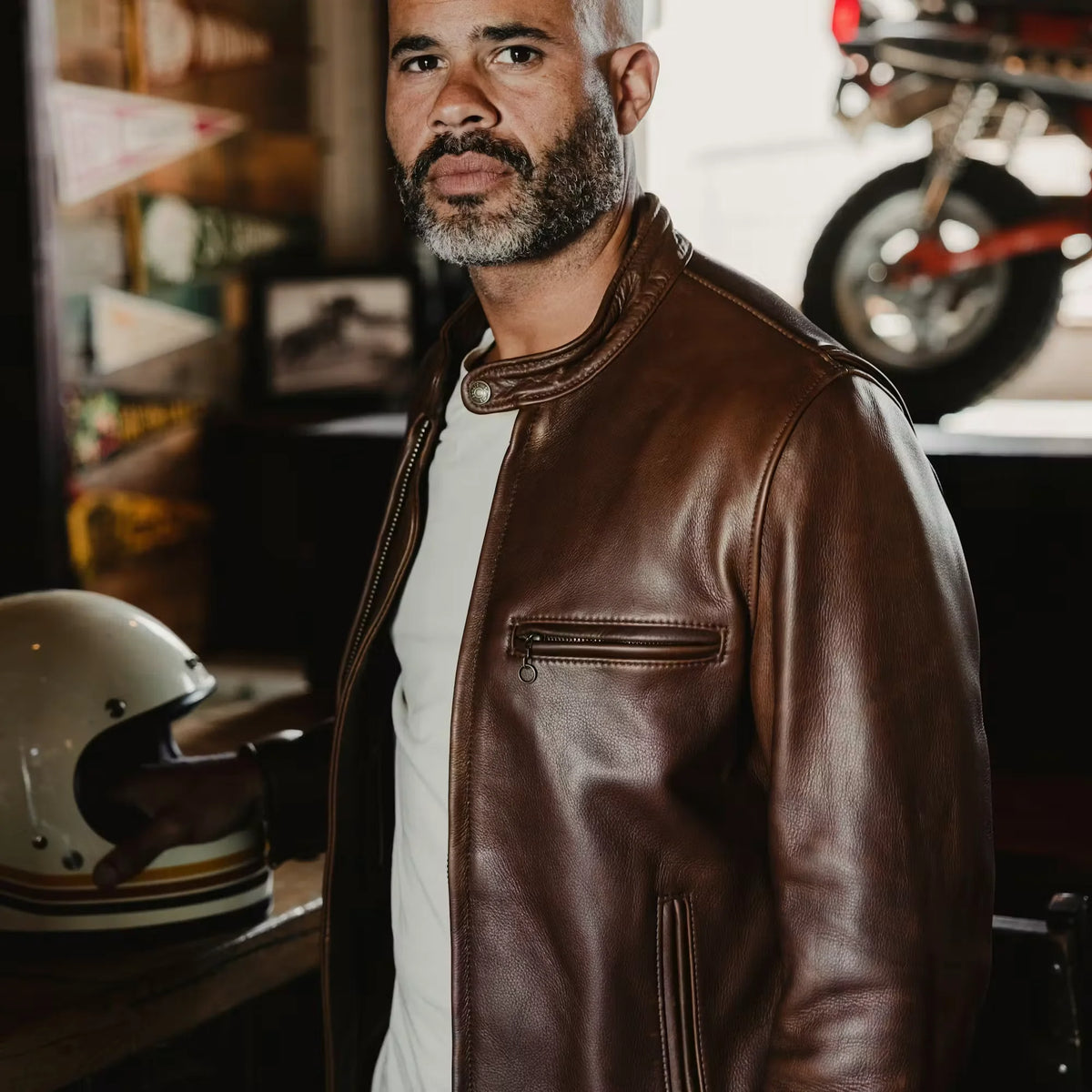 Cafe Natural Leather Jacket