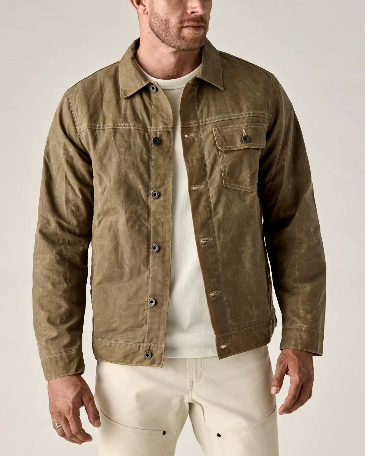 Flannel-Lined Waxed Trucker Jacket