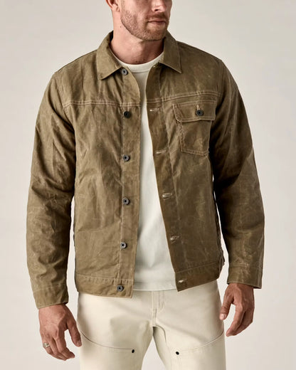 Flannel-Lined Waxed Trucker Jacket