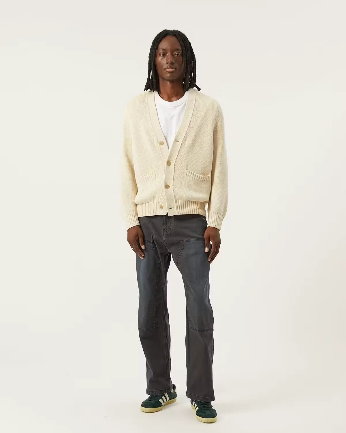 Washed Cotton Cardigan Sweater
