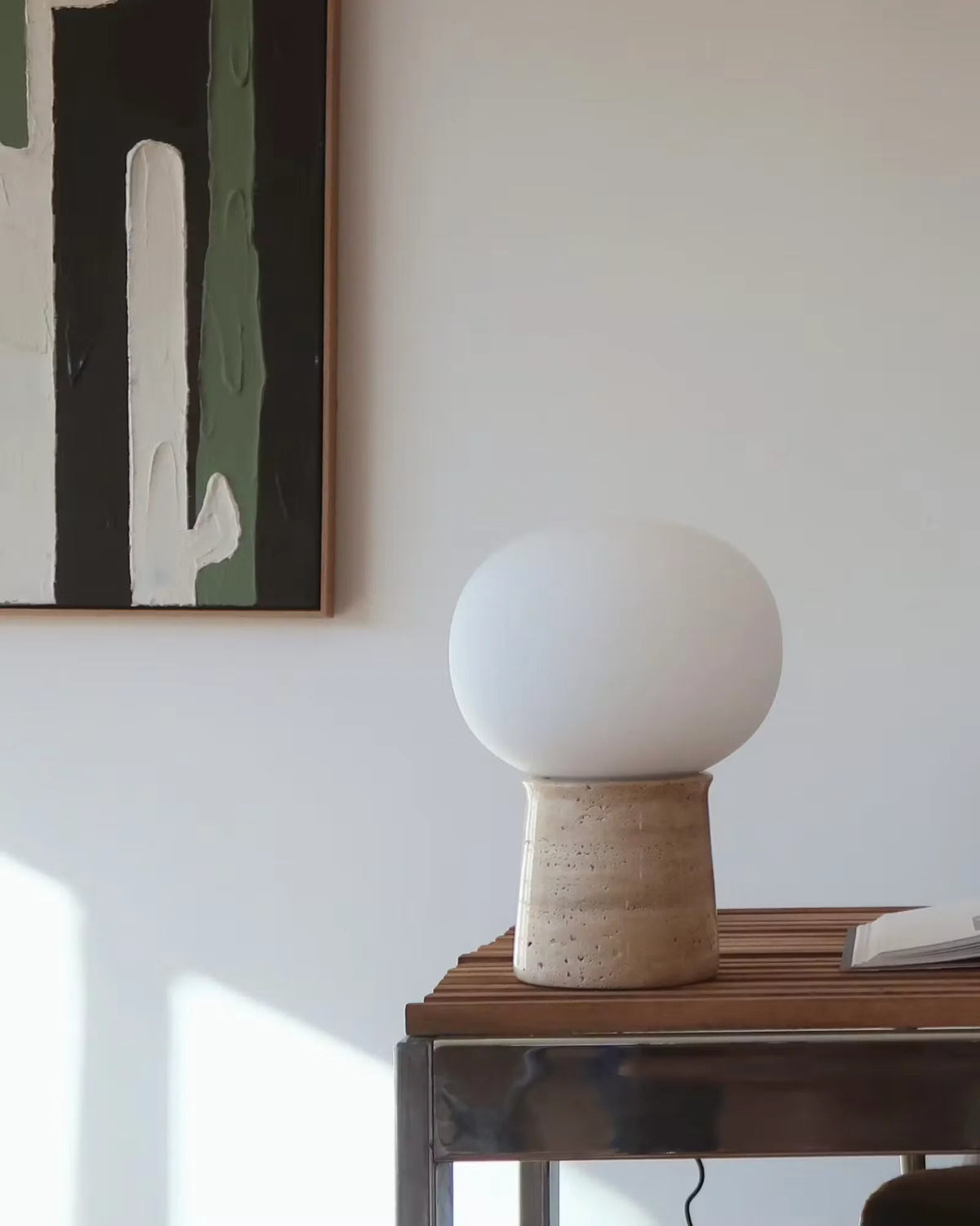 Neptune Travertine Stone LEDTable Lamp