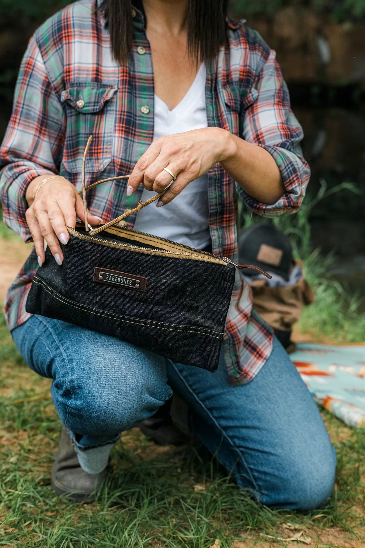 Neelum Small Zipper Pouch - Denim