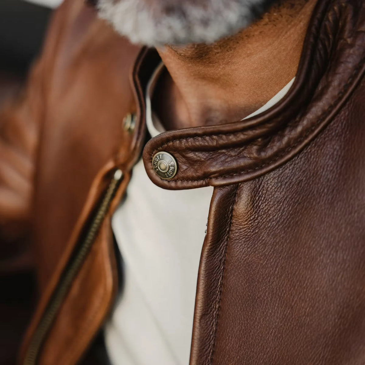 Cafe Natural Leather Jacket