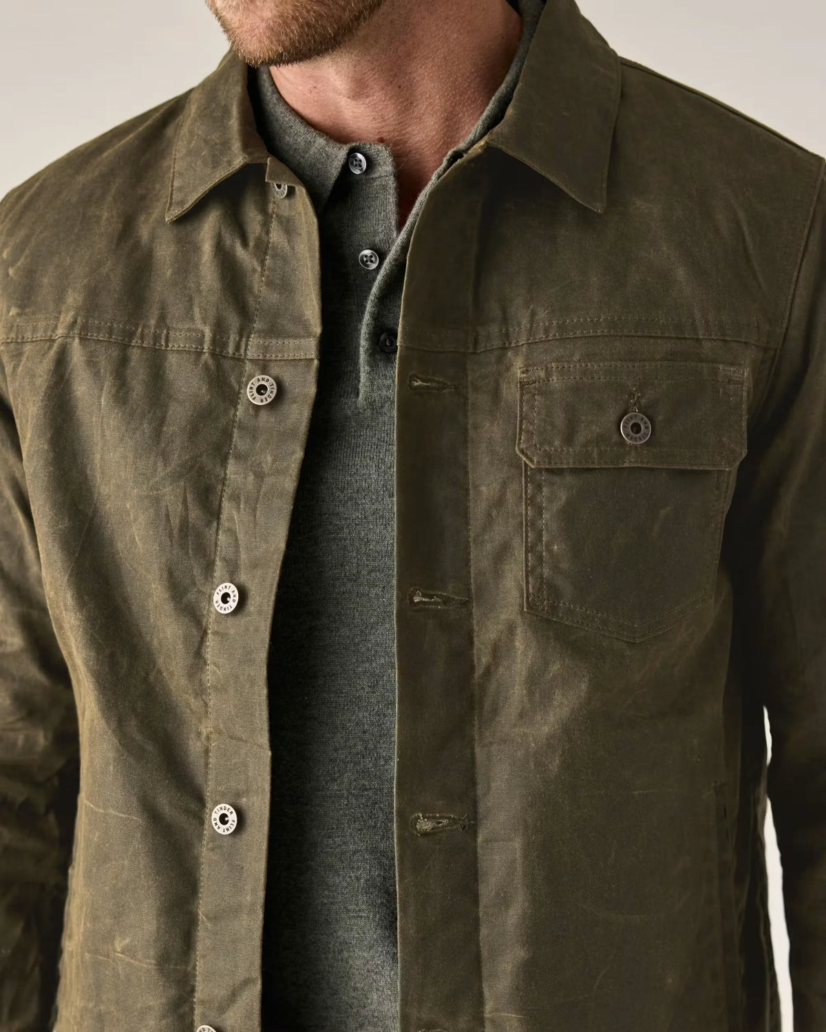 Flannel-Lined Waxed Trucker Jacket