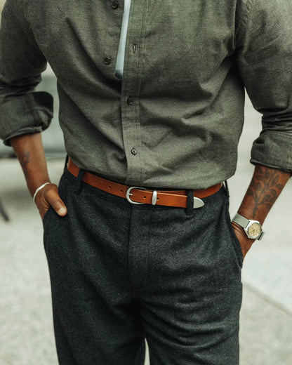 Western Bridle Leather Belt Slim