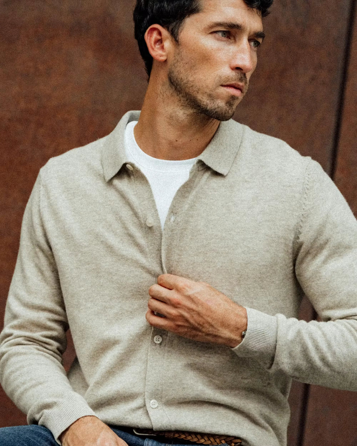 EasyCash Merino Long Sleeve Polo Cardigan