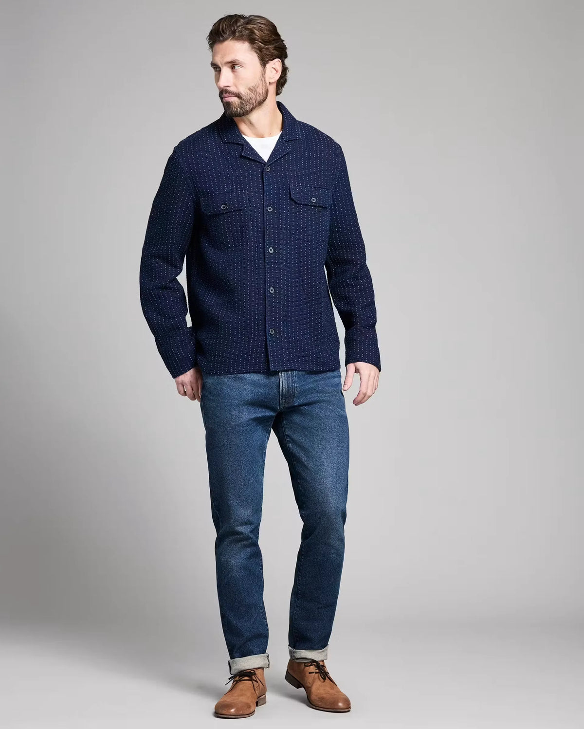 Pin Dot Dobby Two Pocket Overshirt