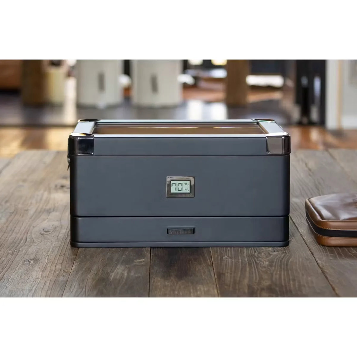 Military Glass Top Cigar Humidor