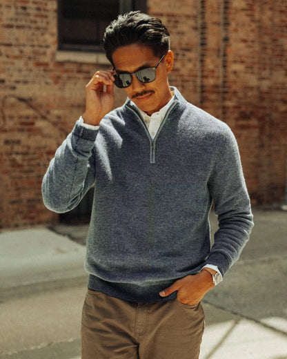 Merino-Cashmere Quarter-Zip Sweater