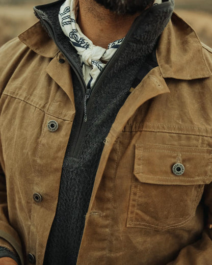 Flannel-Lined Waxed Trucker Jacket