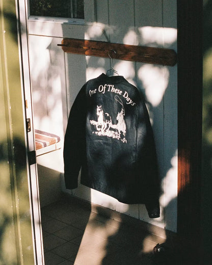 Embroidered Western Waxed Snap Jacket