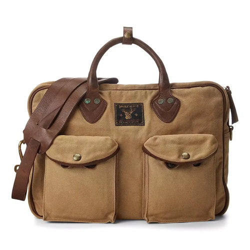 Cotton Canvas/Leather Cargo Briefcase