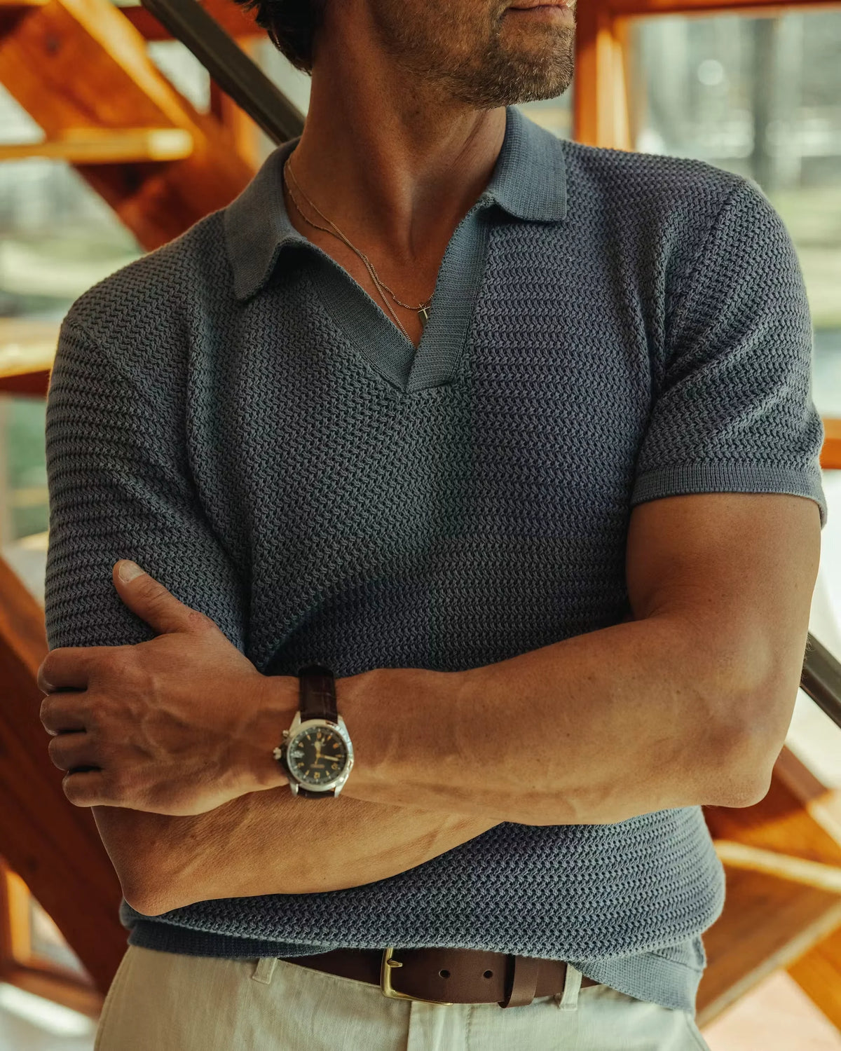 Crochet Johnny Collar Polo