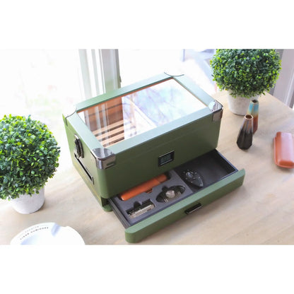Military Glass Top Cigar Humidor