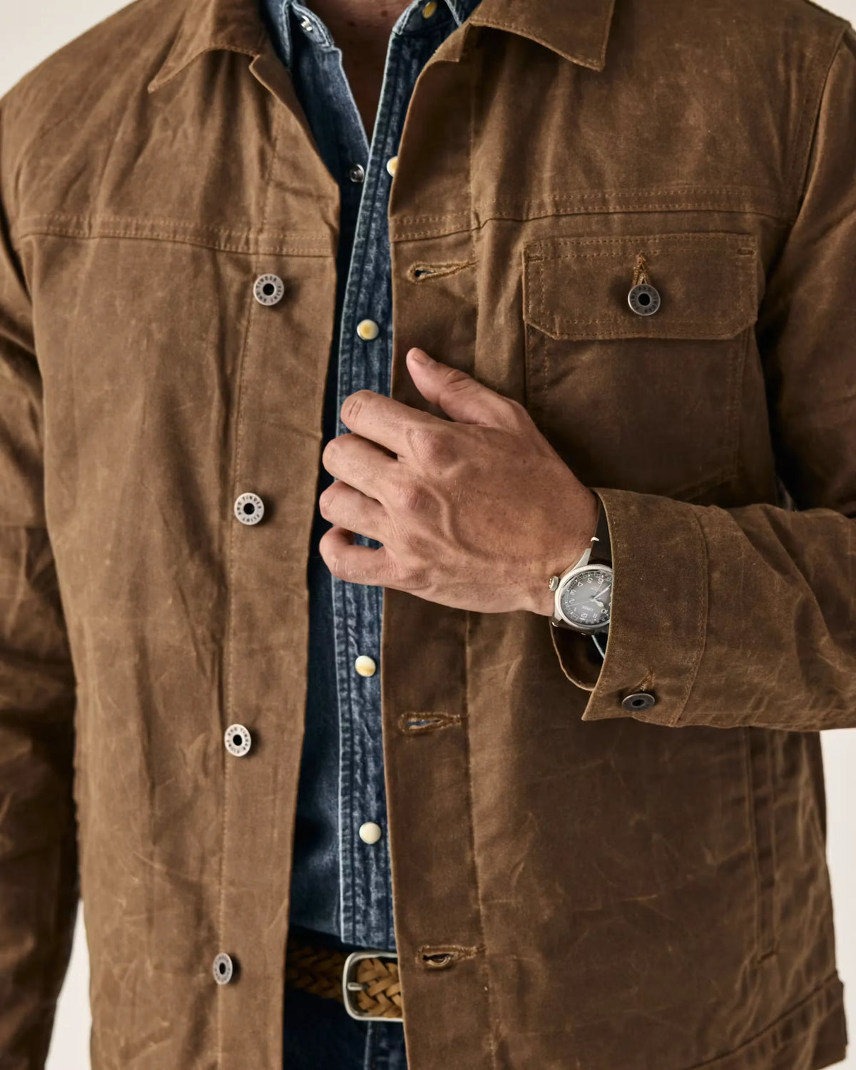 Flannel-Lined Waxed Trucker Jacket