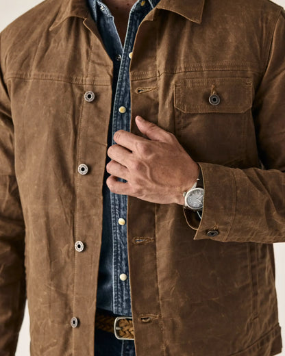 Flannel-Lined Waxed Trucker Jacket