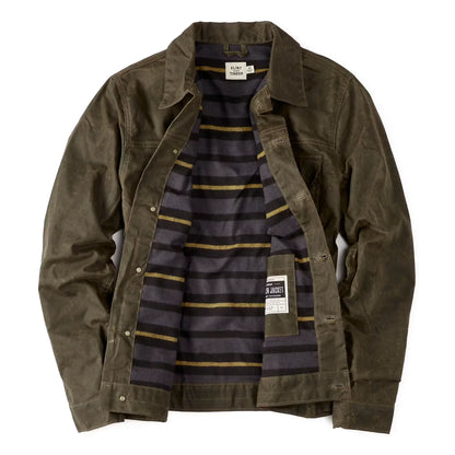 Flannel-Lined Waxed Trucker Jacket