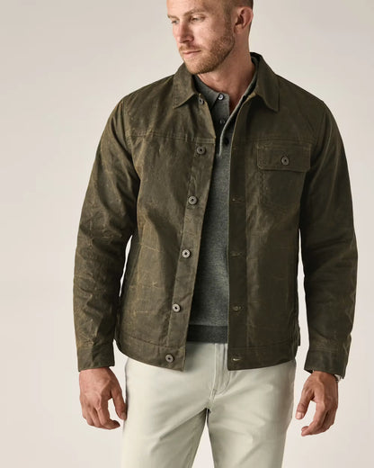Flannel-Lined Waxed Trucker Jacket
