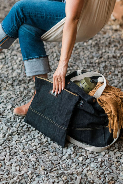Neelum Large Zipper Pouch - Denim