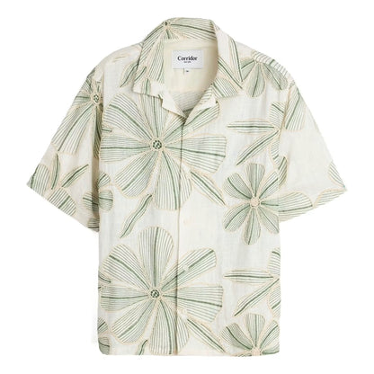 Linen Applique Short Sleeve Shirt