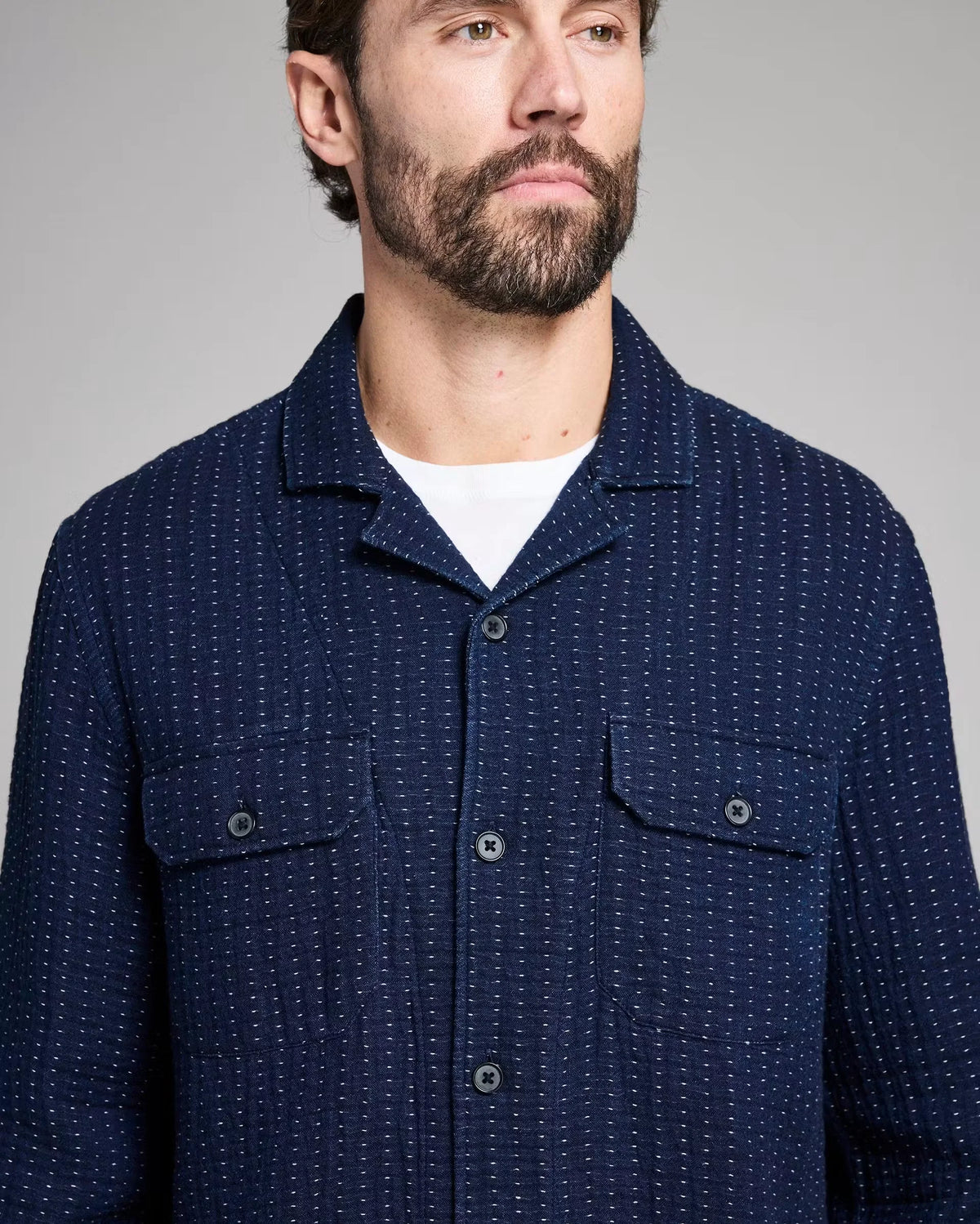 Pin Dot Dobby Two Pocket Overshirt