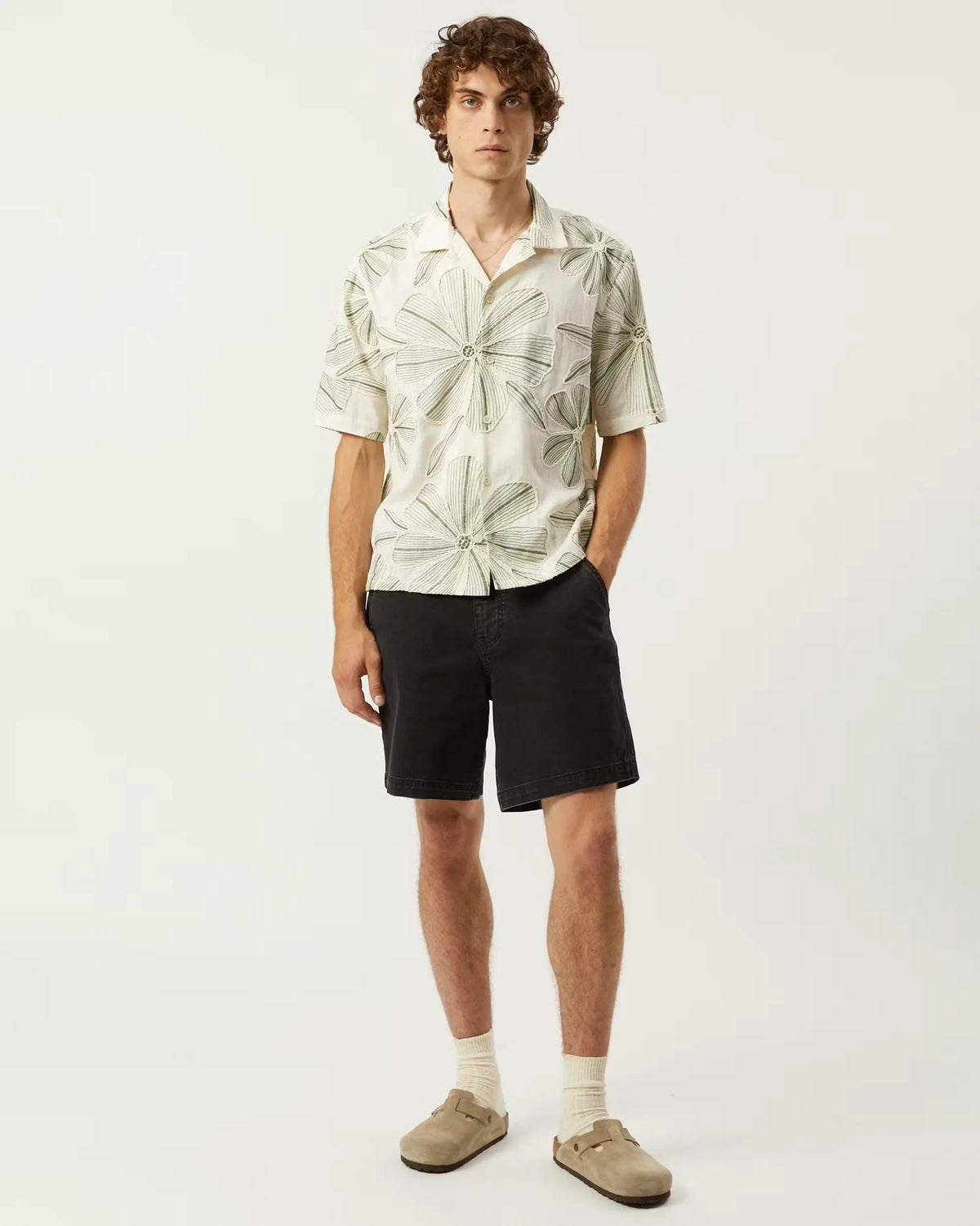 Linen Applique Short Sleeve Shirt