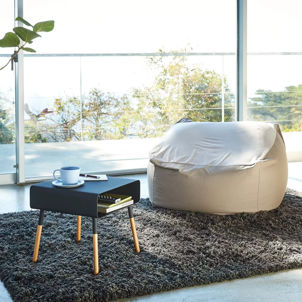 Plain Side Table with Storage Shelf